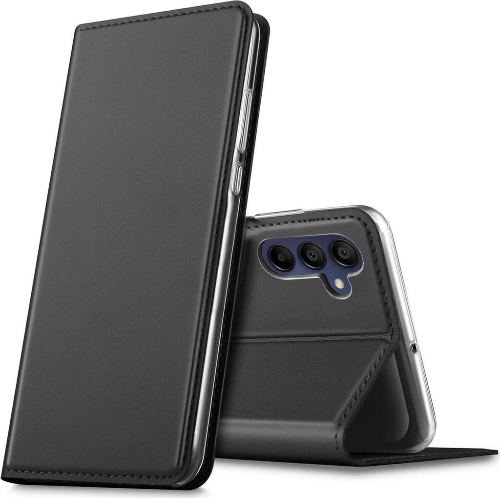 Conie Ultra Slim Klapp Tasche für Samsung Galaxy A56 5G Kartenfach Hülle Rundumschutz in Anthrazit / Grau