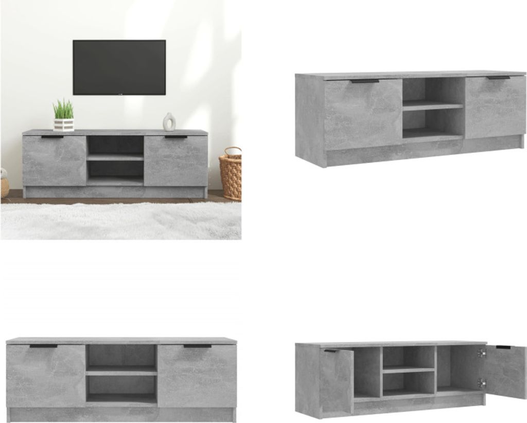 vidaXL TV Schrank Betongrau 102x35x36,5 cm Holzwerkstoff - TV-Schrank - TV-Schränke - TV-Möbel - TV-Ständer
