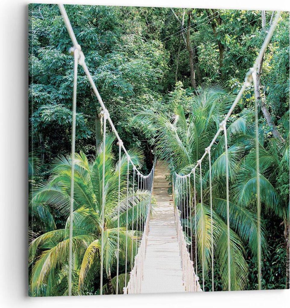 Bild auf Leinwand - Leinwandbild - Einteilig - Tropen Dschungel Brücke - 70x70cm - Wand Bild - Wanddeko - Wandbilder - Leinwanddruck - Bilder - Wa...