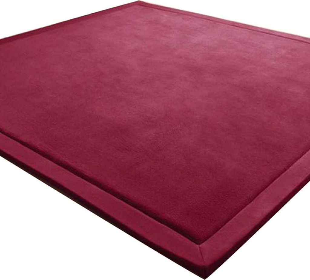 Premium Krabbelmatte Spielmatte Krabbeldecke Spielteppich | Designed in Germany | Extra dick und weich,(Traubenrot)