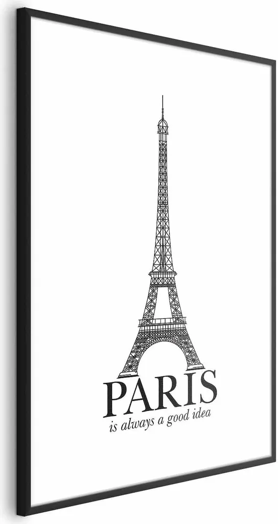 Quadro Parigi Bianco e Nero 40x60 con Cornice Nera e Passepartout