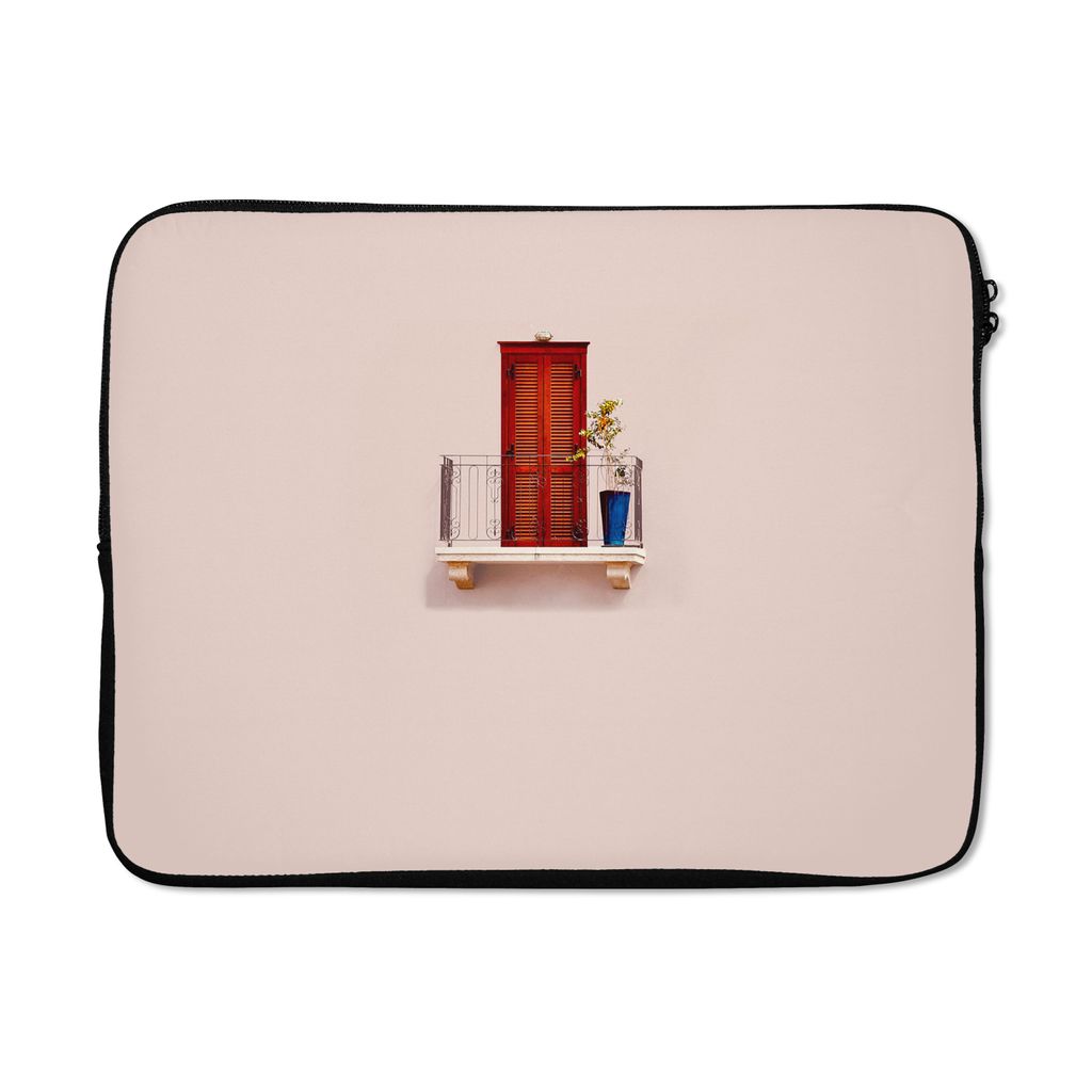 MuchoWow Laptop Hülle 15 Zoll Tür - Rot - Pastell - Architektur Laptoptasche - Laptoptasche - Sleeve - Rundum-Schutz