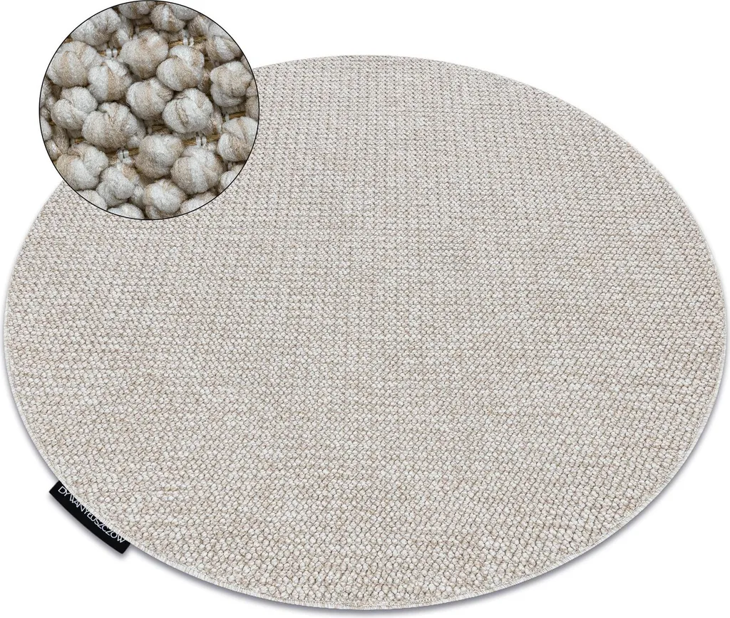 Tapis de salon rond beige 80 cm - Texture bouclée CASABLANCA LOOP