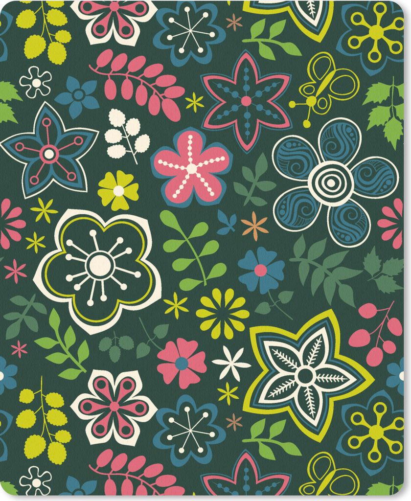 MuchoWow Mauspad Mousepad Blätter - Muster - Blumen 19x23 cm - Mousepads - Maus Mat - Pad - Mausunterlage - Mauspads - Spielen