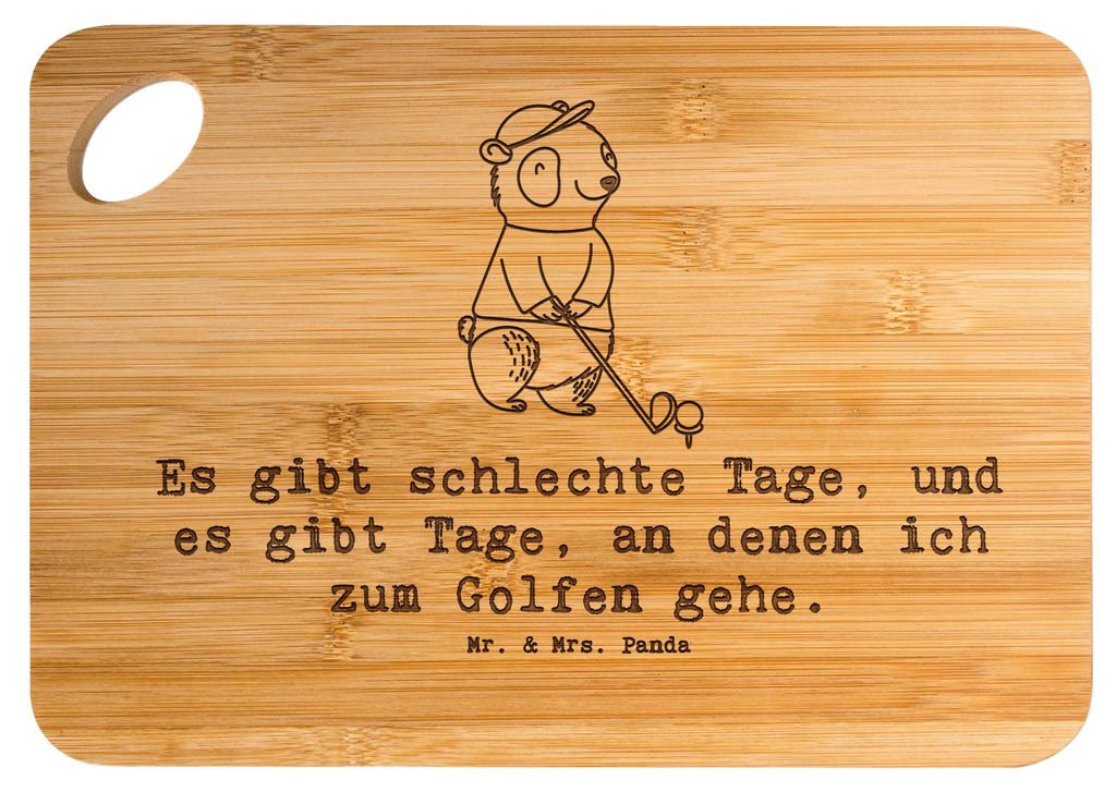 Mr. & Mrs. Panda Holzbrett Panda Golfen - Transparent - Geschenk, Brett, Frühstücksbrettchen, käseschneidebrett, Frühstücksbrett, Schneidebret...