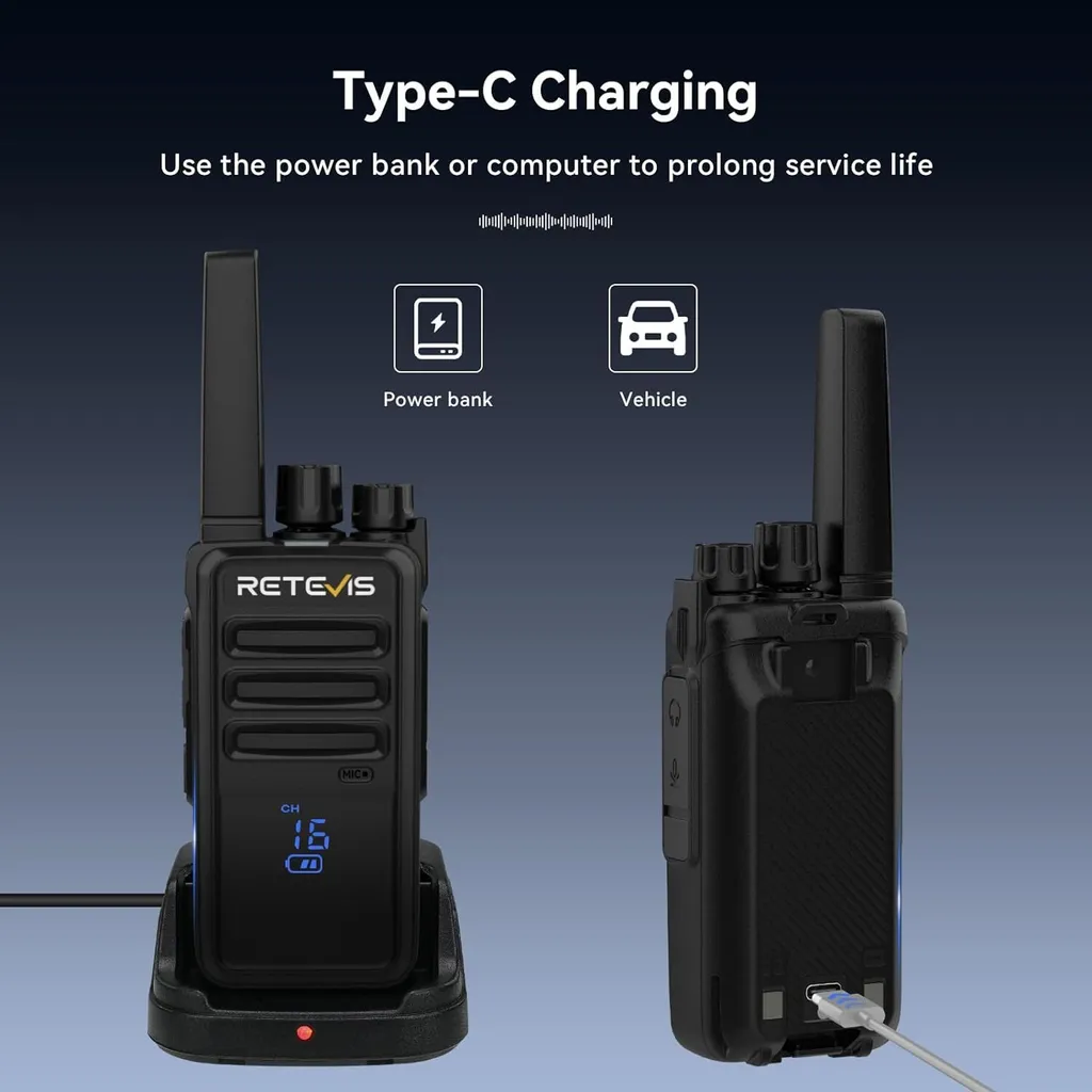 Talkie-Walkie Robuste RT668H avec Fonction VOX et Autonomie 1200 mAh Noir