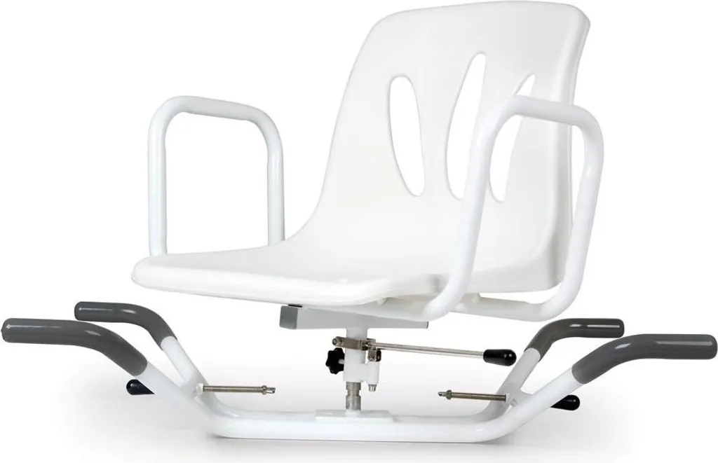 Siège de bain pivotant anti-chute en acier blanc robuste