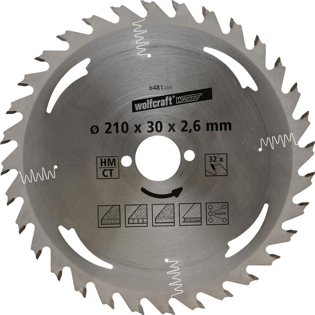 Wolfcraft Kreissägeblatt Ø 210 mm Bohrung Ø 30 mm 32 Zähne