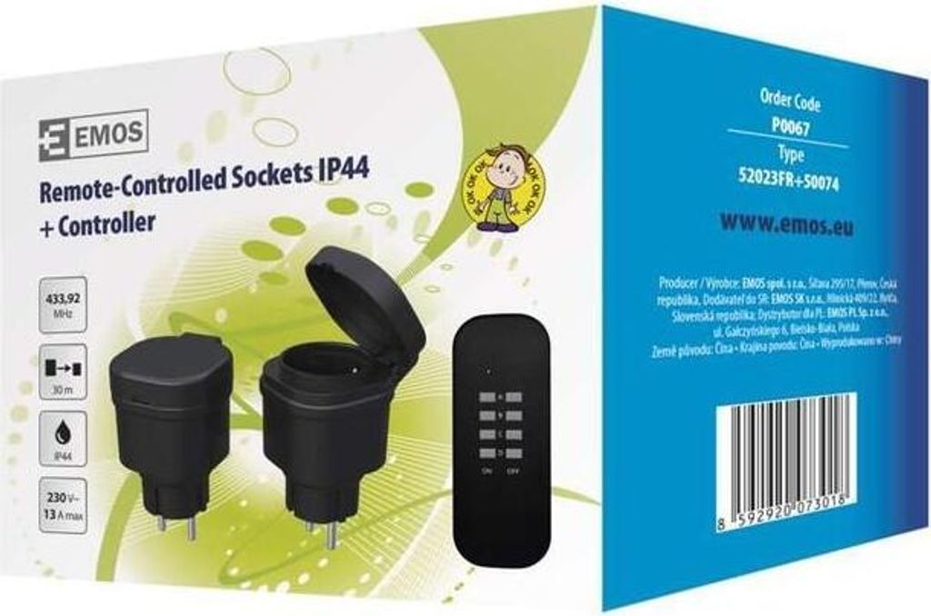 Emos Diaľkovo ovládané zásuvky IP44 P0067 1905110001 Obrázok produktu 7