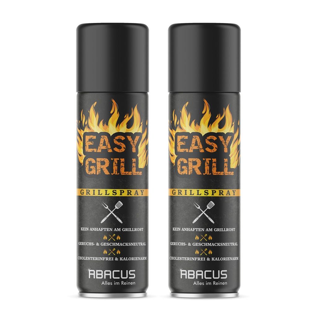 Two cans of ABACUS Grill Spray are shown side-by-side against a white background.