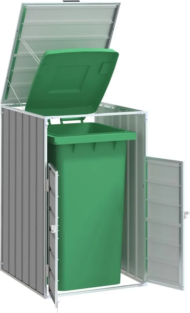 Design New Contenitore per 1 bidone Grigio 72x81x115 cm Acciaio - Contenitori per rifiuti Mobili2025 CHY9271833 1parcel