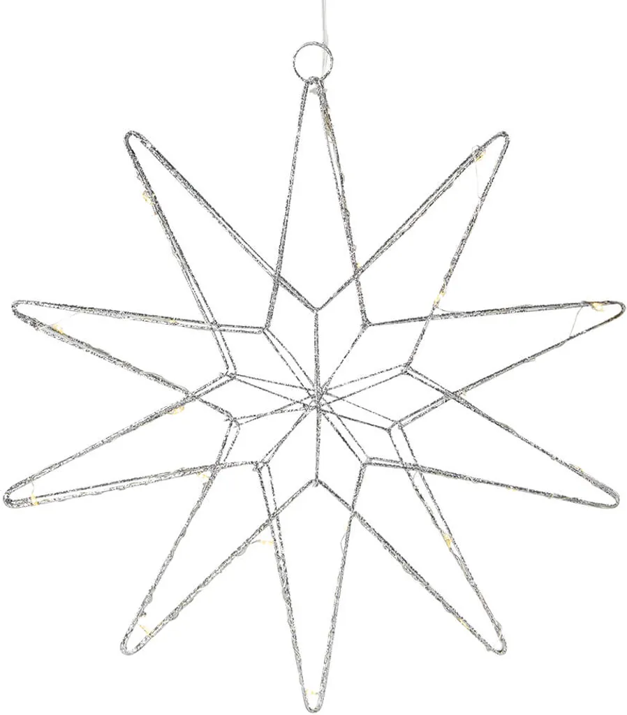Étoile LED Scintillante 20 Lampes Blanc Chaud Argent pour la Maison