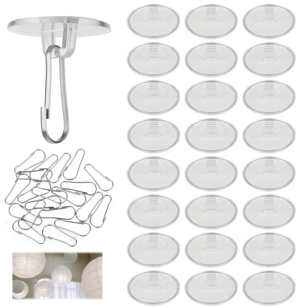 Fixation plafond adhésive transparente lot de 100 pièces avec crochets