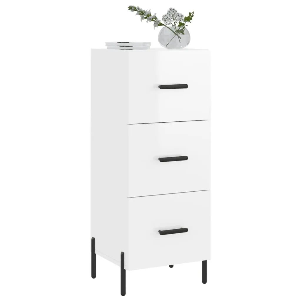 SYFAX Credenza Bianco Lucido 34,5x34x90 cm | Mobile Multiuso Salvaspazio - 3