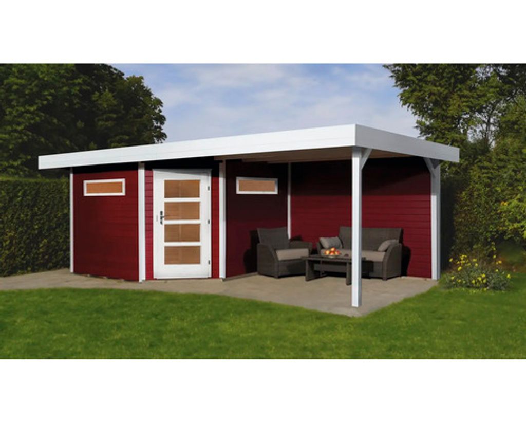 Lounge Haus weka Davos mit Fußboden und Lounge 646 x 338 cm schwedischrot