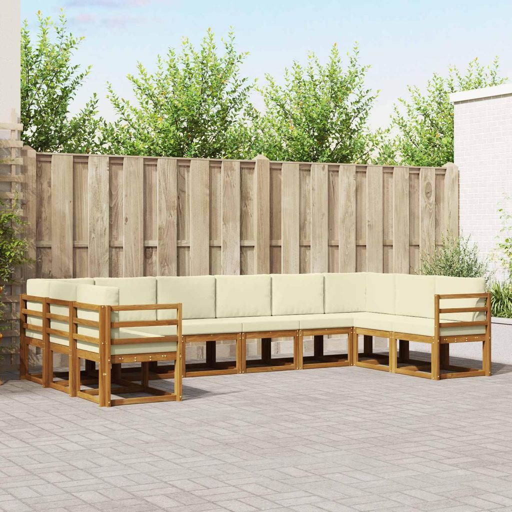"Summerschlussverkauf"Outdoor-Sofagarnitur - CLORIS - Balkonmöbe/Sitzgruppe - mit Kissen 10 pcs - Moderne Design - Natur und Creme - Gartensofas D...
