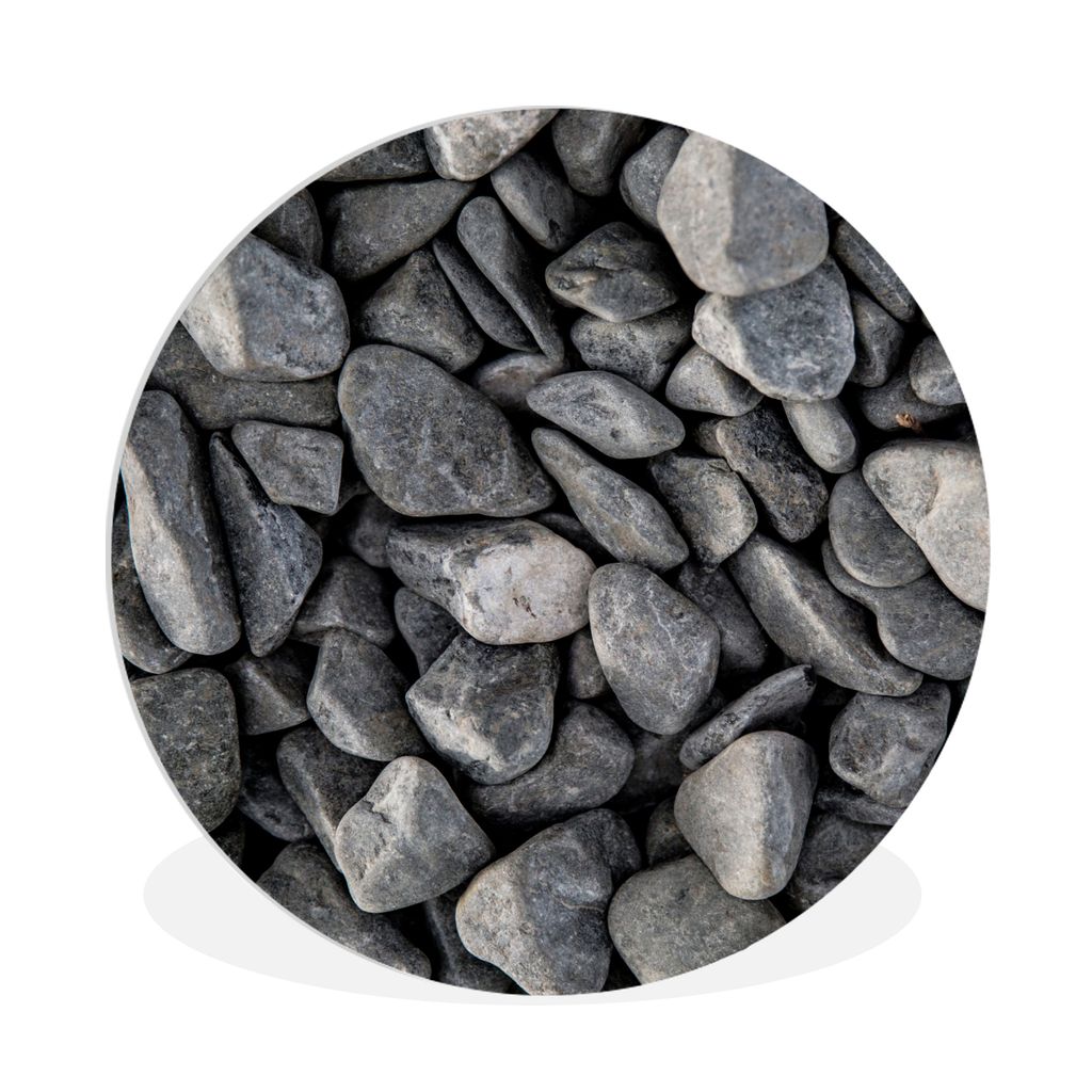 MuchoWow Rundes Wandbild - Runde Bilder Steine - Grau - Kies Ø 90 cm Kreis Wanddekoration Kunststoff - Wandkreis - Wandschmuck - Wand-Kreis - Wo...