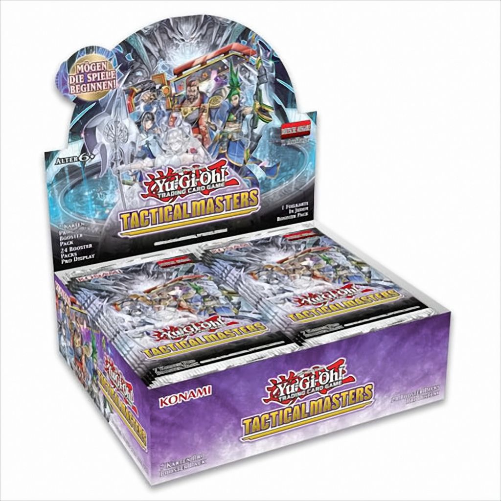 A display box of Yu-Gi-Oh! Tactical Masters trading cards.