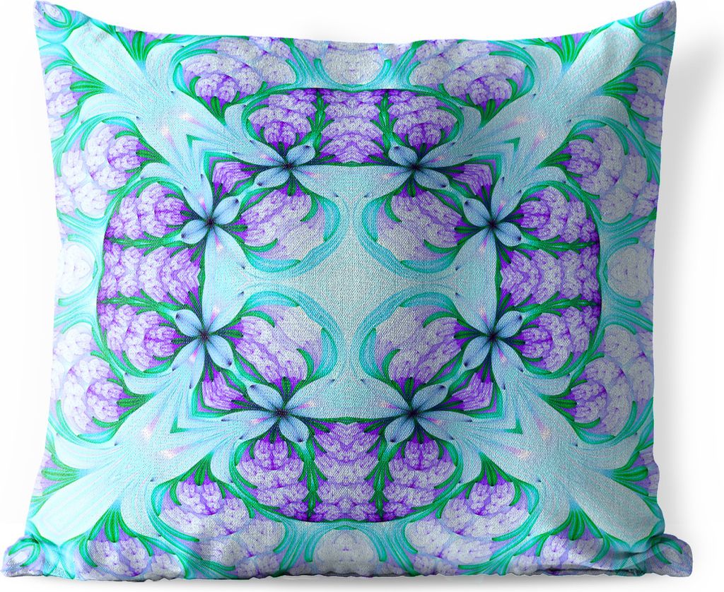 MuchoWow Outdoor Kissen - Ein farbenfrohes nahtloses Mosaikmuster auf Blau und Violett - 40x40 cm - Wetterfest - Lounge Kissen - Kopfkissen - Int...