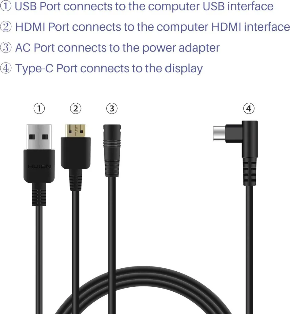 Câble de remplacement Huion CB01 pour tablette Kamvas Pro 12/13/16 - 2