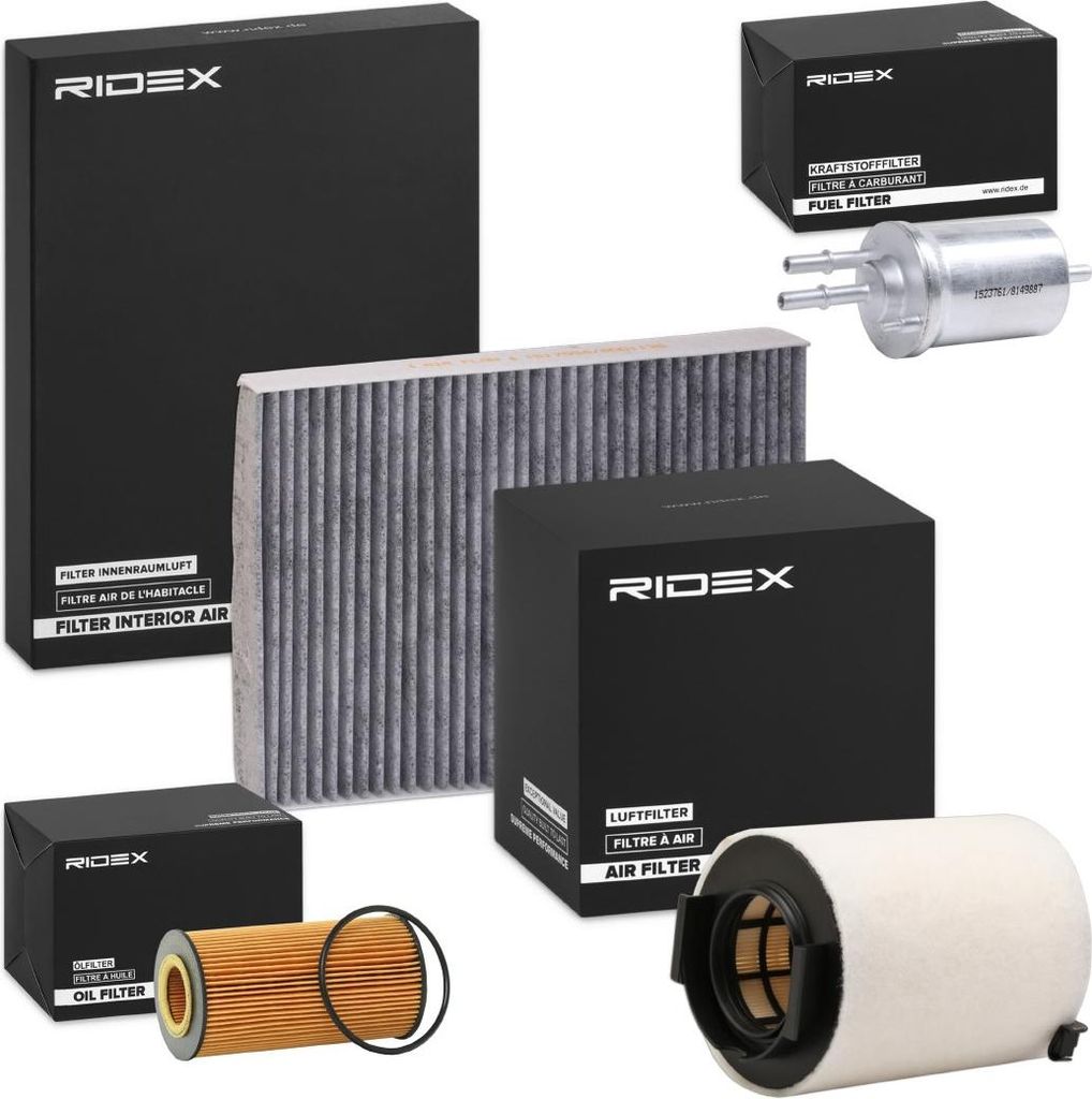 RIDEX Filterset Inspektionspaket Filtersatz für VW Golf V Schrägheck (1K1) für AUDI A3 Schrägheck (8P1) für SEAT Leon Schrägheck (1P1)