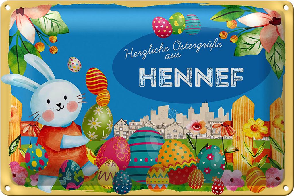 Blechschild Ostern Ostergrüße 18x12cm HENNEF