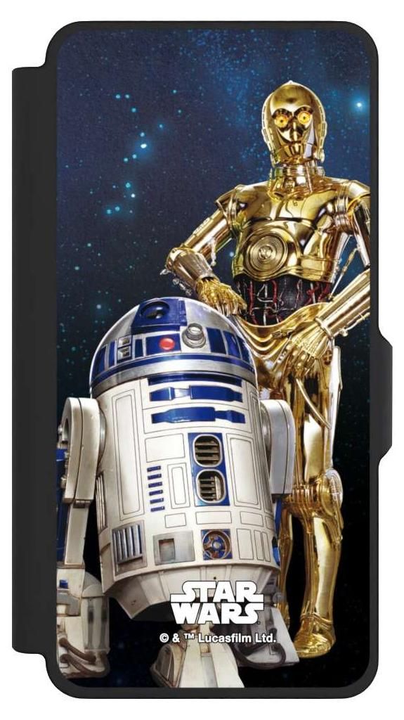 NIVOCASE Klapphülle für Samsung Galaxy S26+ Handyhülle aus Kunst Leder NIVOflip schwarz Star Wars Weltall R2D2