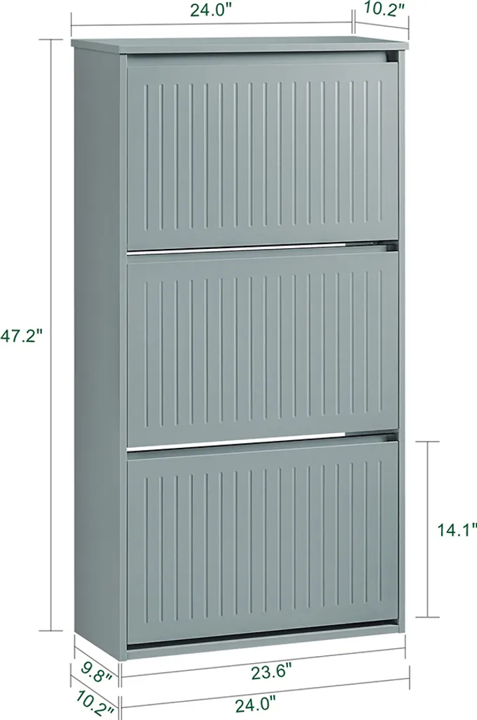 Armoire à chaussures étroite avec 3 compartiments range-chaussures Gris
