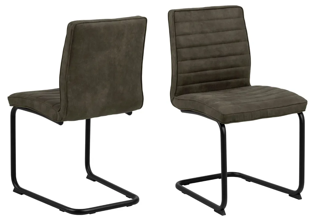 Design Scandinavia Zola Lot de 2 Chaises de Salle à Manger Vert Olive