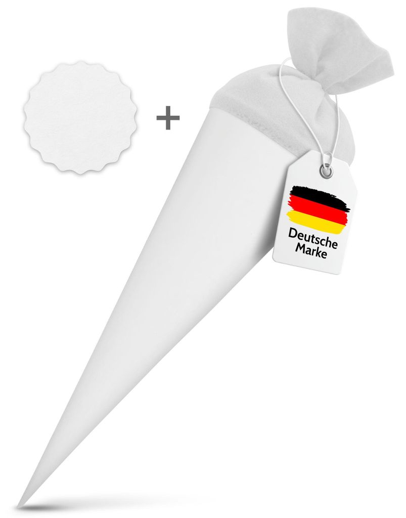 itenga Set Weiß Schultüte Rohling 70 cm rund + Namensschild Produktbild 
