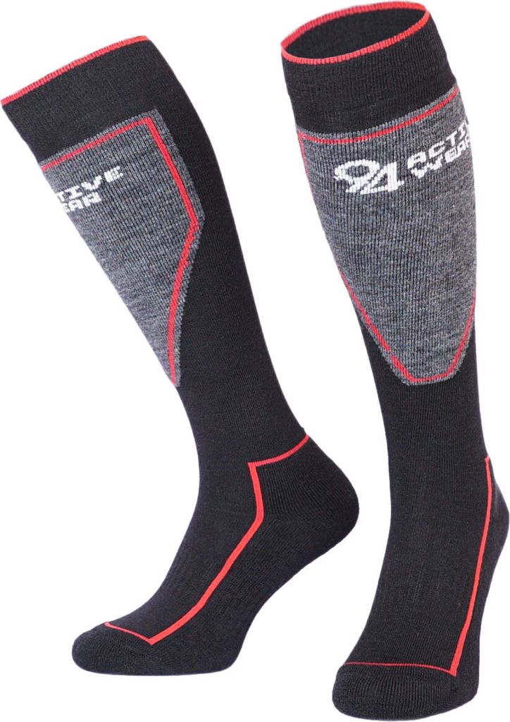 94activewear Skisocken - Damen & Kinder - Größe 35-38 - Wolle - Thermo-Skisocken - Wintersport-Socken - Warme & trockene Füße - Schwarz