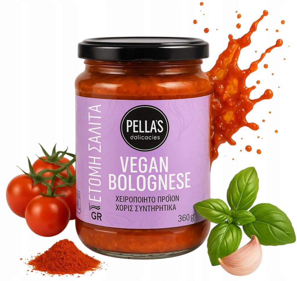 Pella’s Vegane Bolognese-Tomatensauce 360 g – Pflanzliche Bolognese aus Griechenland