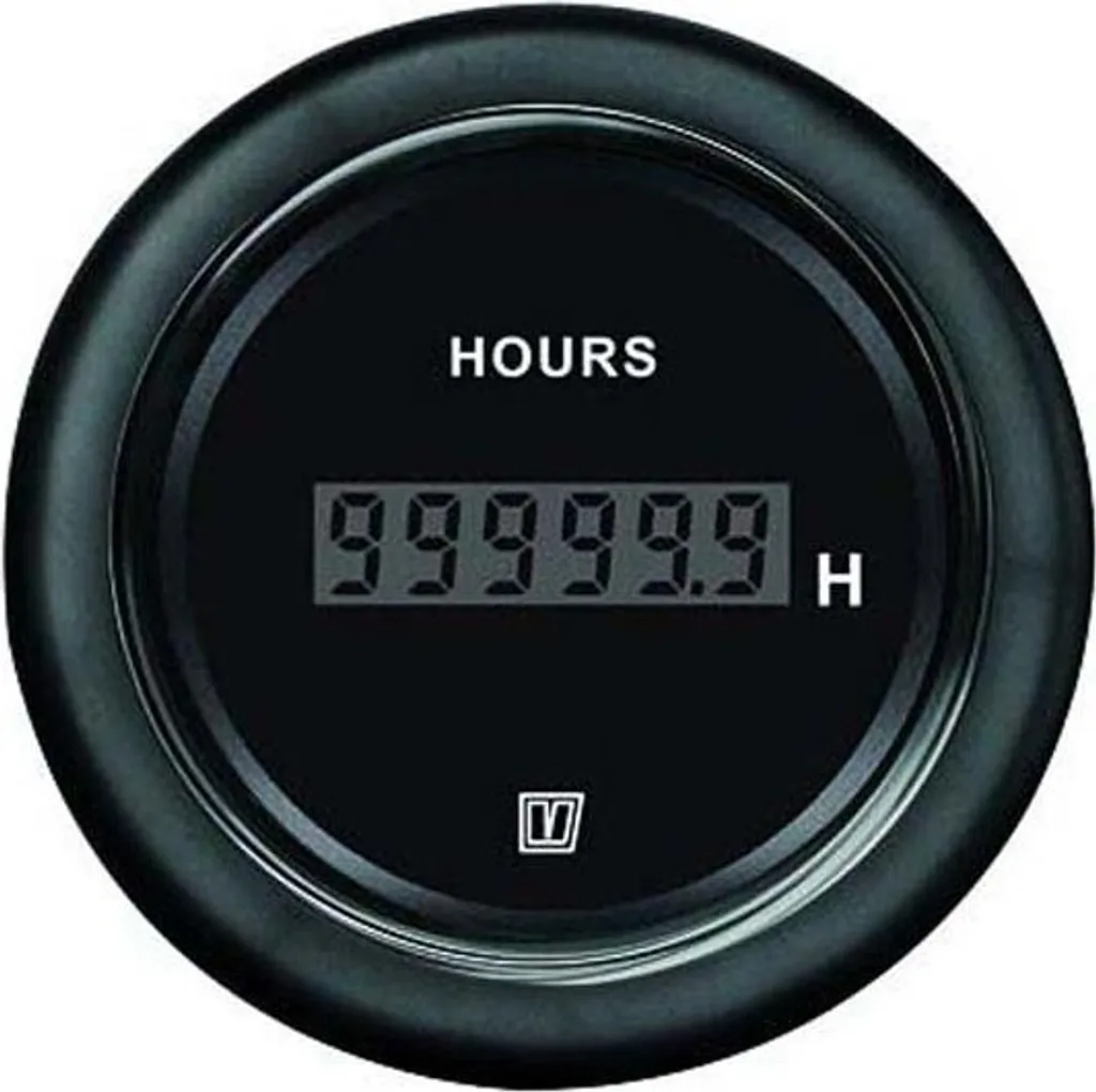 Compteur horaire Vetus 12-24V noir 52 mm - Idéal pour entretien moteur
