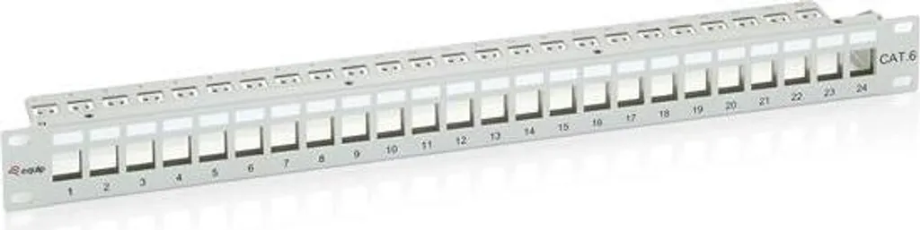 Panneau de Brassage Equip CAT 6a 24 Ports Gris Clair 19 Pouces Blindé