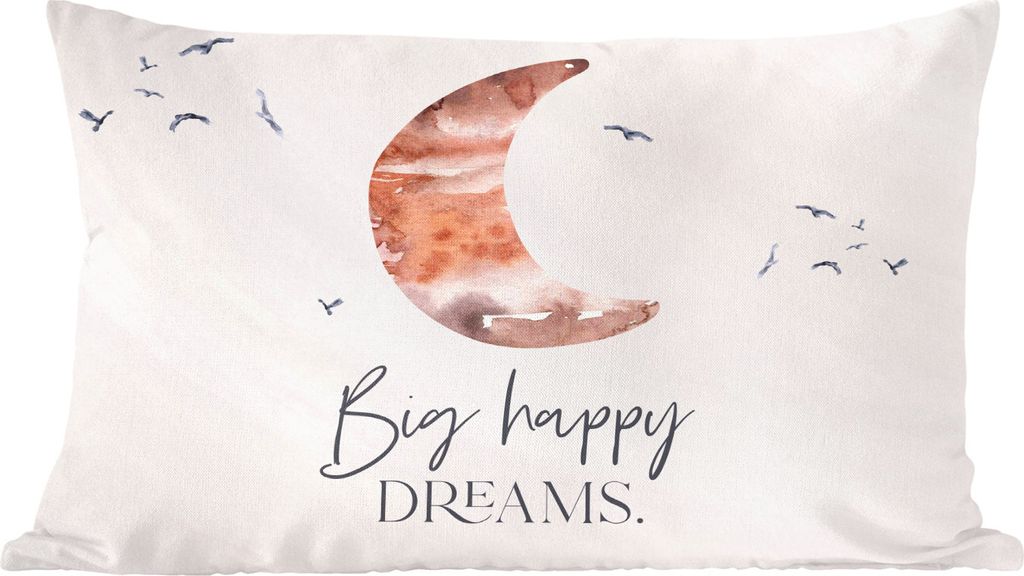 MuchoWow Zierkissen Sofakissen Wohnzimmer Dekokissen 60x40 cm Kinder - Sprichwörter - Große glückliche Träume - Jungen - Mädchen - Aquarelli...