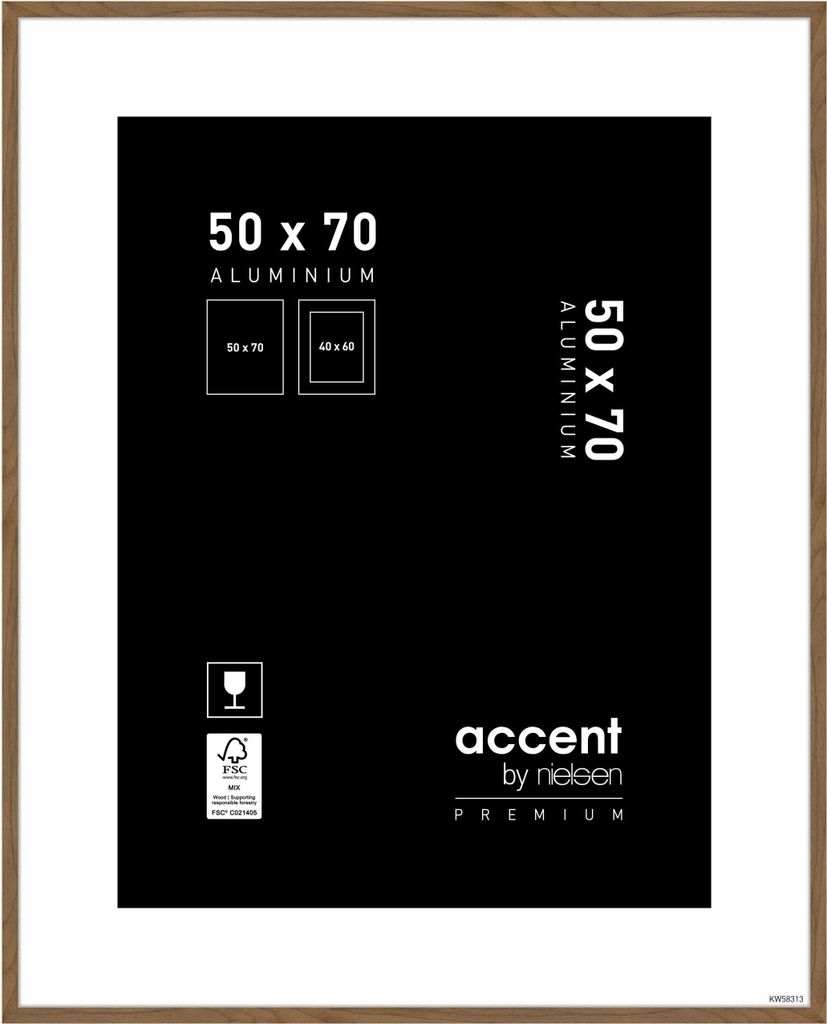 accent by nielsen Aluminium Bilderrahmen Accent Premium, 50x70 cm, Nussbaum