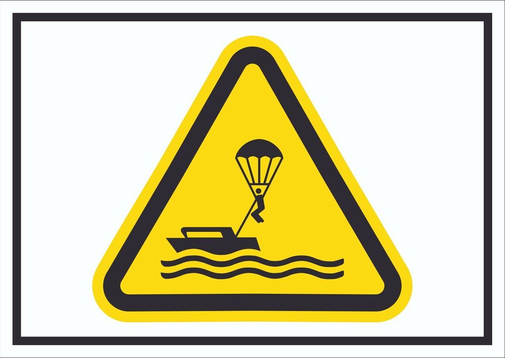 Schild Warnung Parasailing Symbol A5 Rückseite selbstklebend