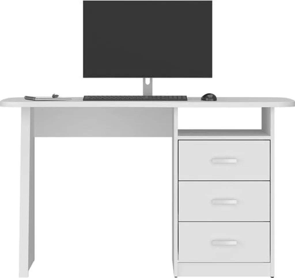 Bureau Adam Multi-rangements avec 3 Tiroirs et Étagère de Rangement Stable - 7