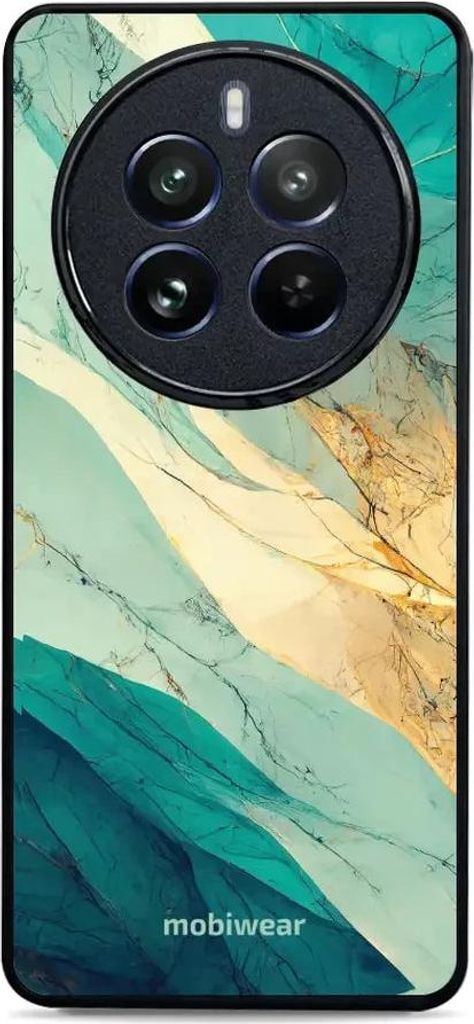 Handyhülle für Realme 12 Pro, Mobiwear Glossy Case, Türkis-Marmor