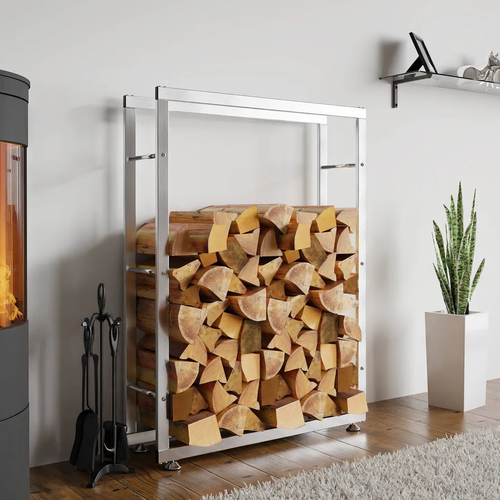 Supporto Legna Luxury CLP Keri V2 in Acciaio Inox - 150cm | Esclusivo - 3