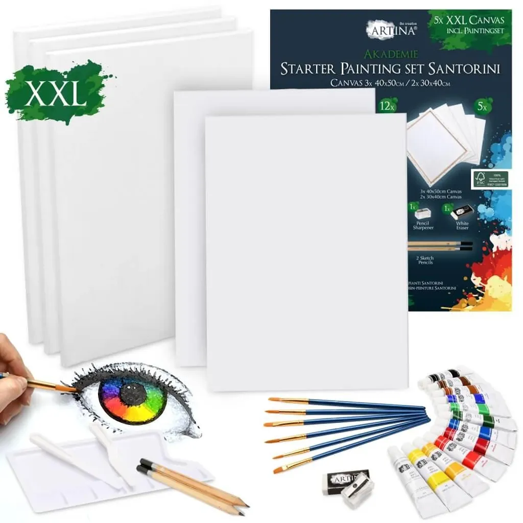 Set de Peinture Acrylique Complet Santorini Artina 30 Accessoires d'Art