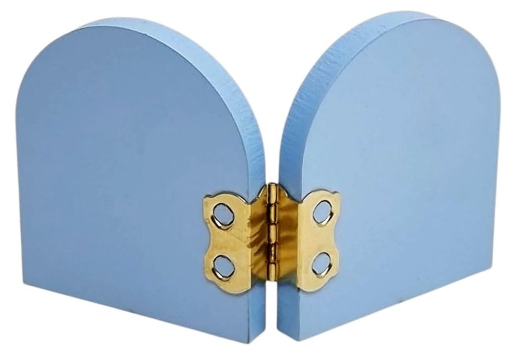 Santino Diptychon Ornament wiederverschließbar Pater Pio Gebet Engel Druck auf Holz Hellblau