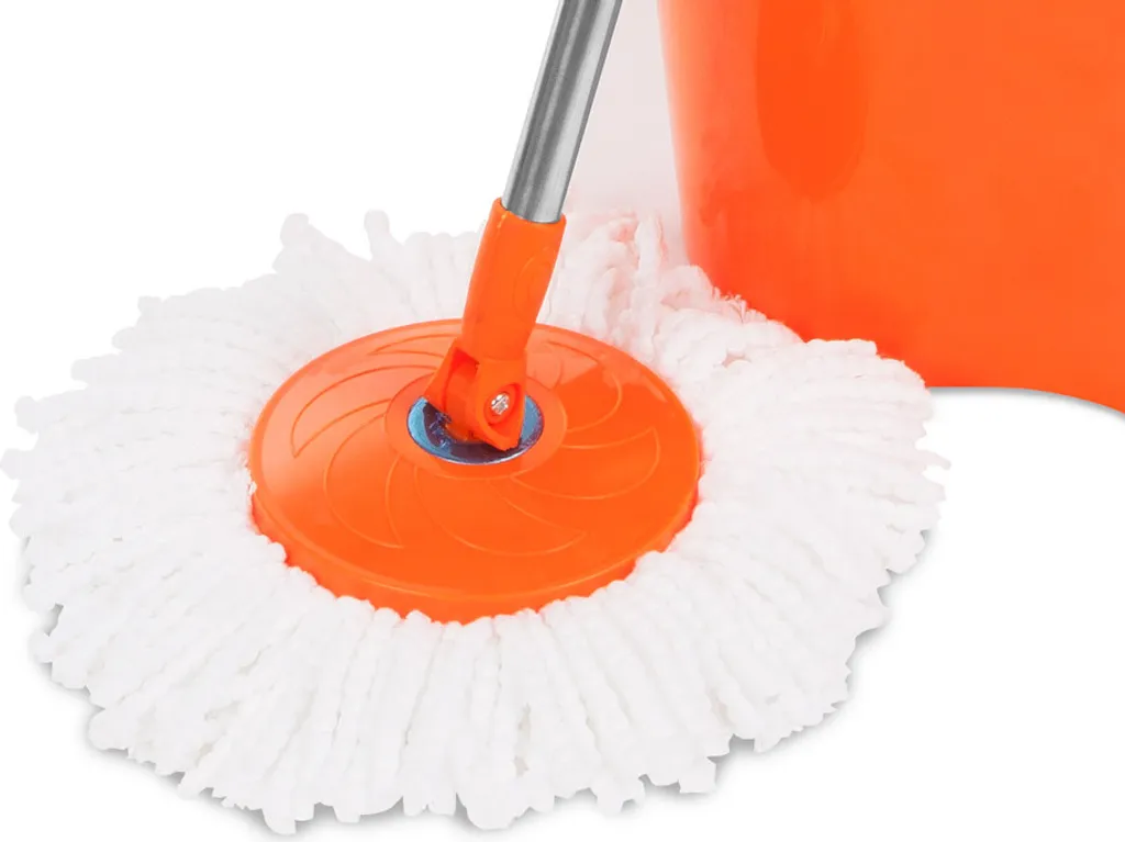 Mop Rotante Professionale 360° - Acciaio e Microfibra - 2 Panni