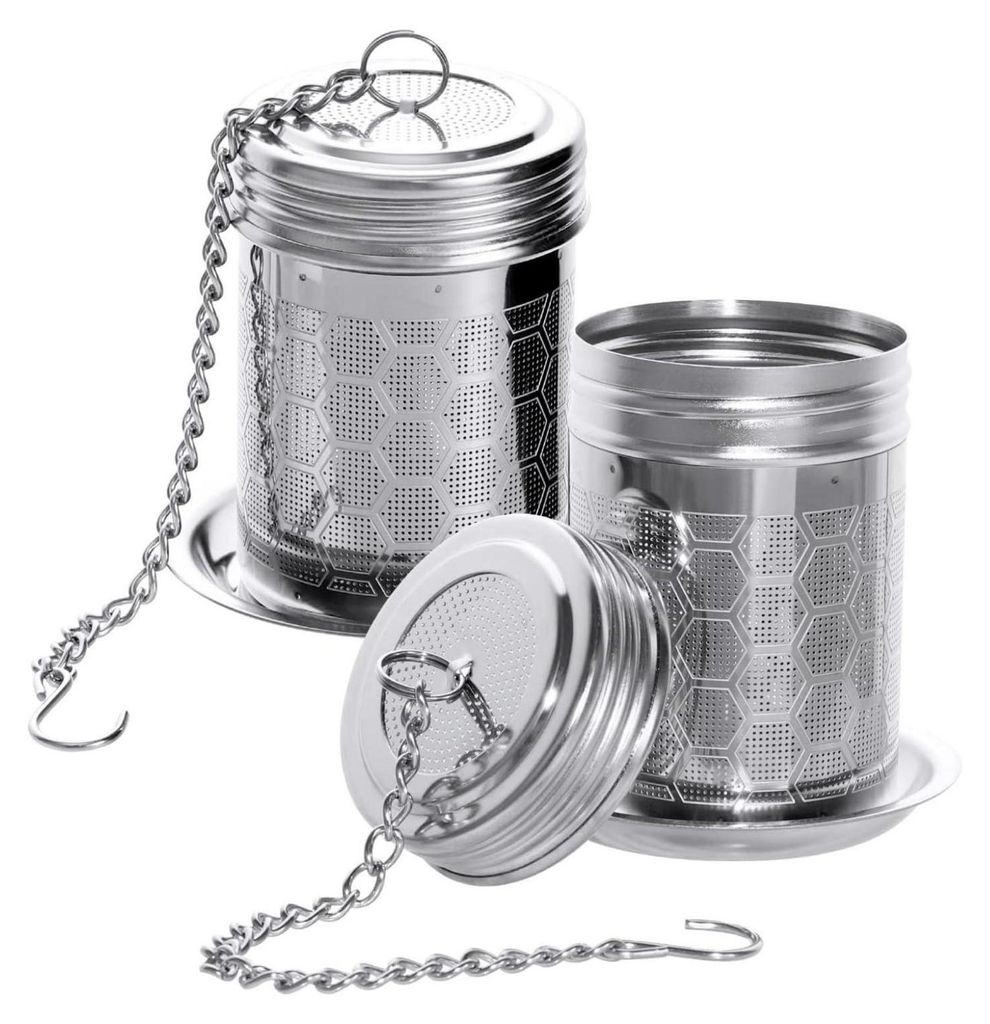 2 Teesiebe Edelstahl Teeinfuser Abtropfschale Teeei Produktbild 