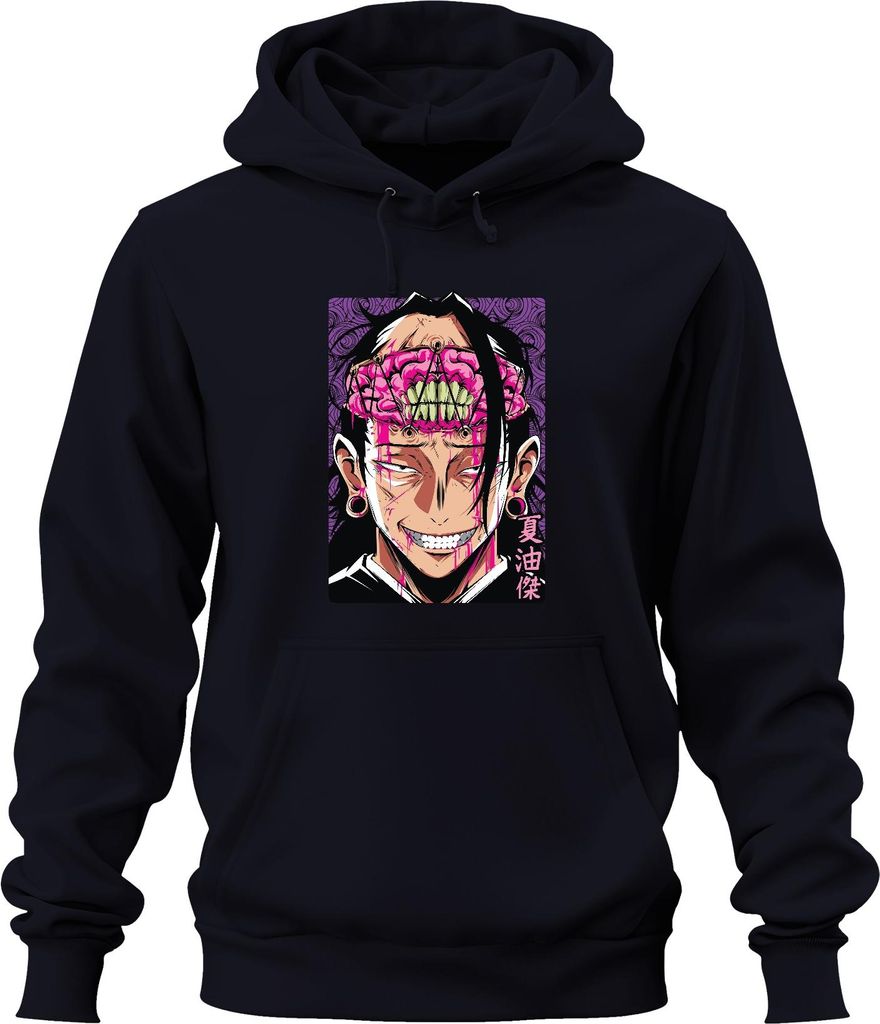 Jujutsu Kaisen Geto Suguru Anime blutiges Gehirn düster Fan Uni Hoodie Kapuzenpullover, Navy, 3XL