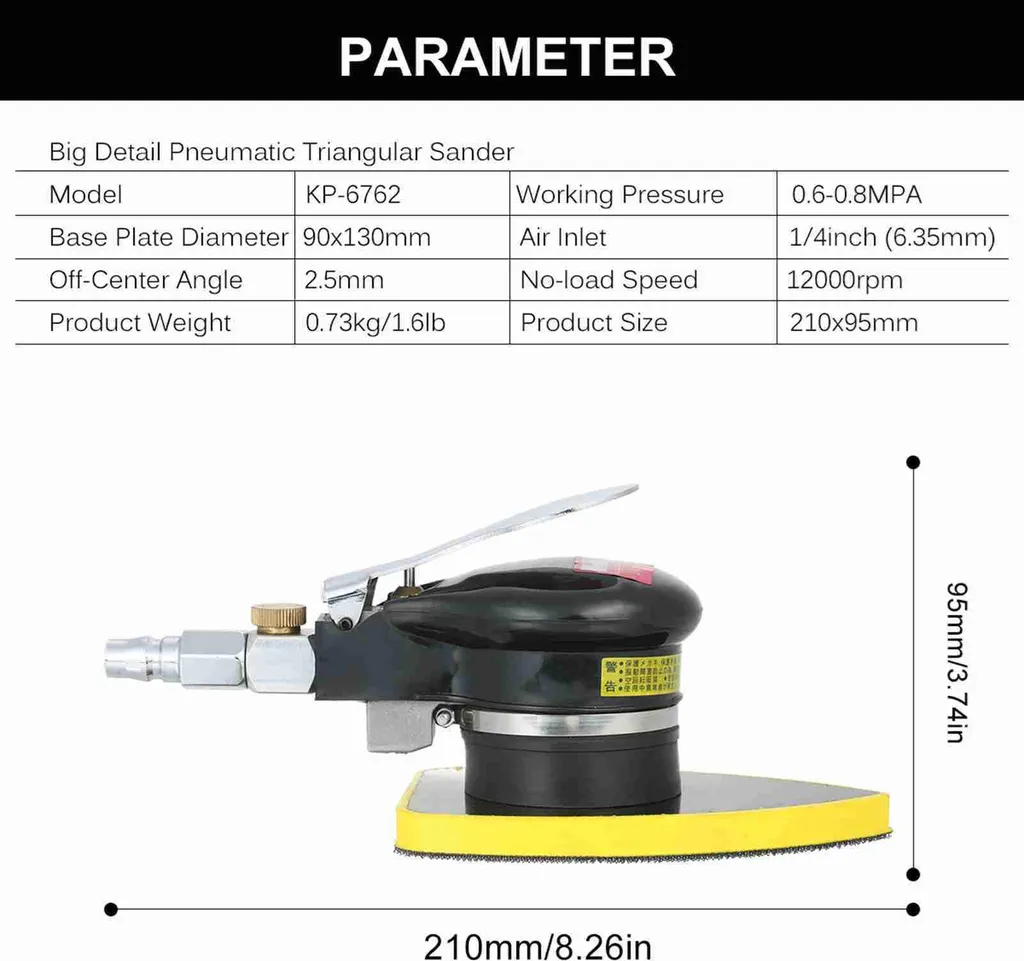 Ponceuse pneumatique silencieuse ultra compacte pour petits détails