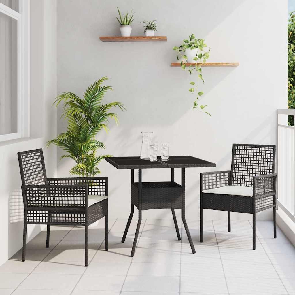 Maison Exclusive - Garten Essgruppe 3 pcs Schwarz Poly-Rattan