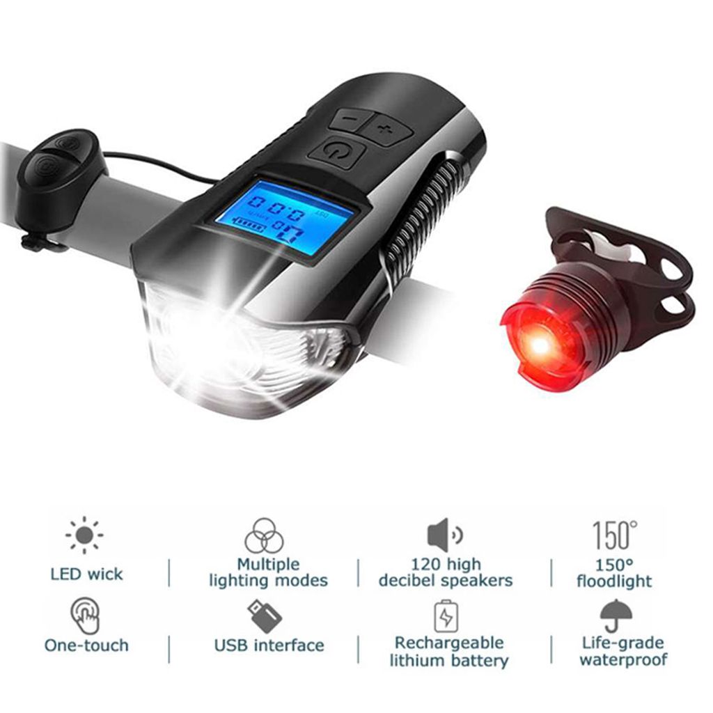 T6 USB LED Fahrradlampe Odometer Fahrradlicht Fahrradbeleuchtung Scheinwerfer DE 