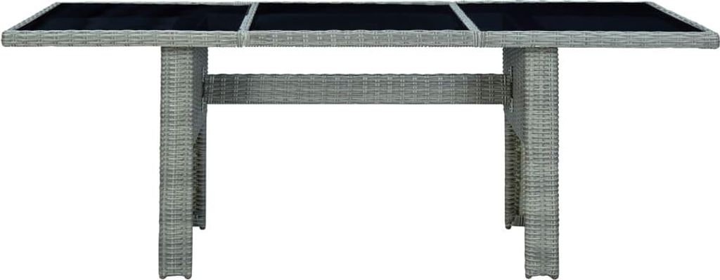 vidaXL Gartentisch Hellgrau Poly Rattan und Hartglas