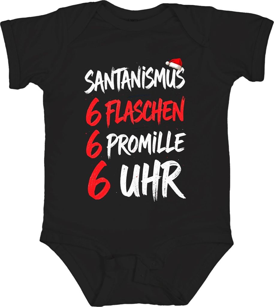 SANTANISMUS 6 FLASCHEN 6 PROMILLE Lustig Weihnachtsfeier Geschenk Unisex Baby Body, Schwarz, 3/6